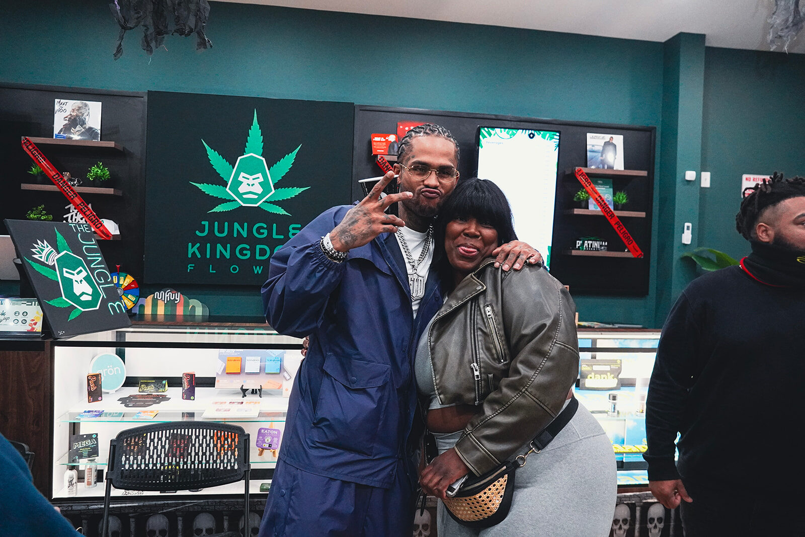 Jungle Kingdom Flower logo wall in Bed-Stuy Brooklyn dispensary